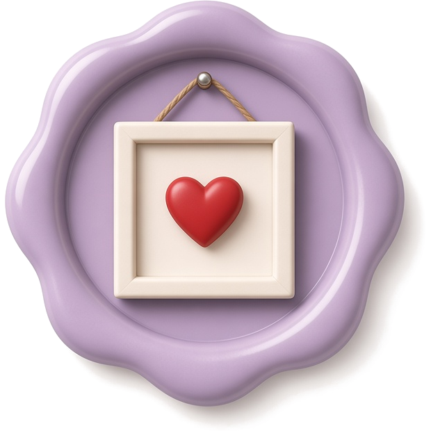 Wax seal with a hanging heart frame